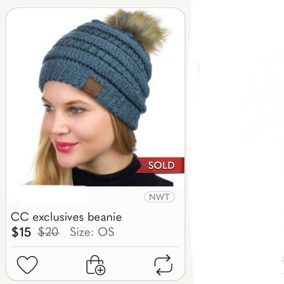 CC Exclusives Pony Tail Beanie Solid Cuff Beanie Hat Plain Knit Winter Slouchy - Picture 9 of 9